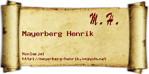 Mayerberg Henrik névjegykártya